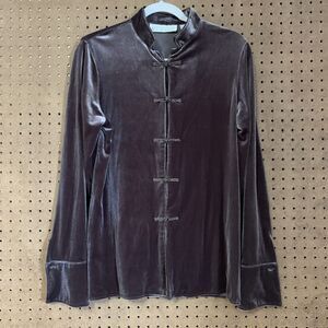 Vintage VS Sport Velvet Long Sleeve top Blouse Jacket Shanghai Tang 90s Medium